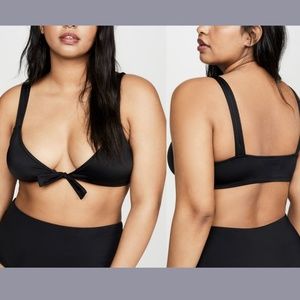 NEW MADEWELL [ Medium ]‎ Second Wave Tie Front Bikini Top In True Black